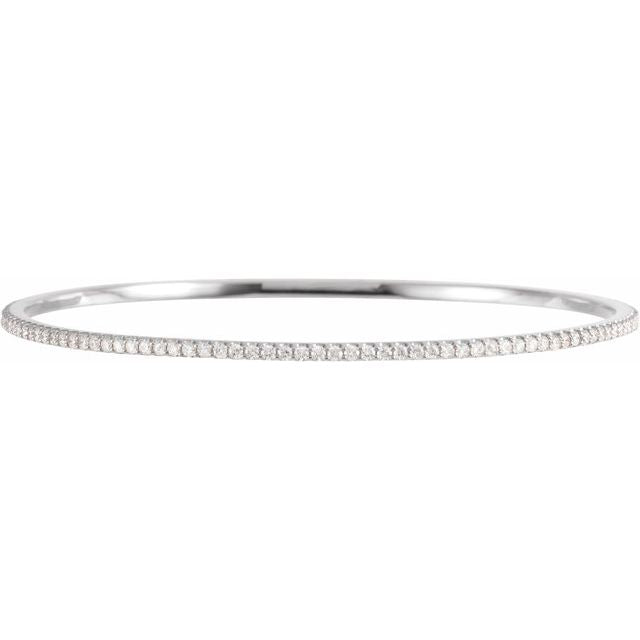 14K White 2 CTW Lab-Grown Diamond Stackable Bangle 8" Bracelet