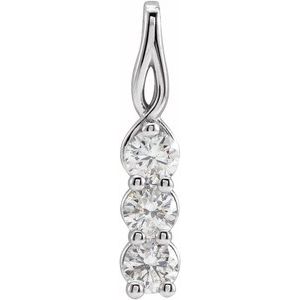14K White 1/2 CTW Lab-Grown Diamond Three-Stone Pendant