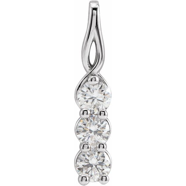 14K White 1 CTW Lab-Grown Diamond Three-Stone Pendant