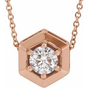 14K Rose 1/2 CT Lab-Grown Diamond Geometric 16-18" Necklace