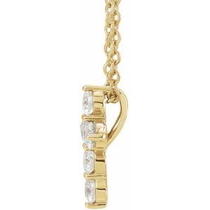 14K Yellow 1/4 CTW Lab-Grown Diamond Cross 16-18" Necklace