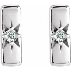 14K White .07 CTW Lab-Grown Diamond Bar Earrings