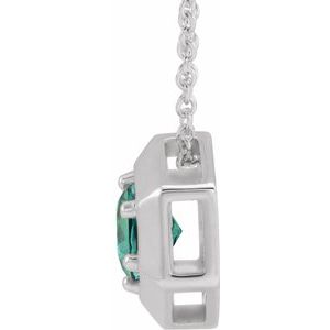 Sterling Silver Lab-Grown Alexandrite Geometric 16-18" Necklace