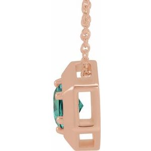 14K Rose Lab-Grown Alexandrite Geometric 16-18" Necklace