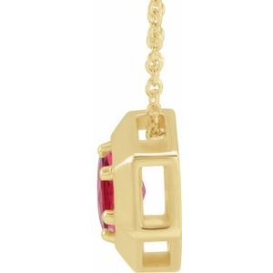 14K Yellow Lab-Grown Ruby Geometric 16-18" Necklace