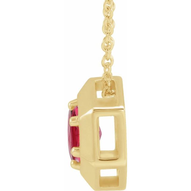 14K Yellow Lab-Grown Ruby Geometric 16-18" Necklace