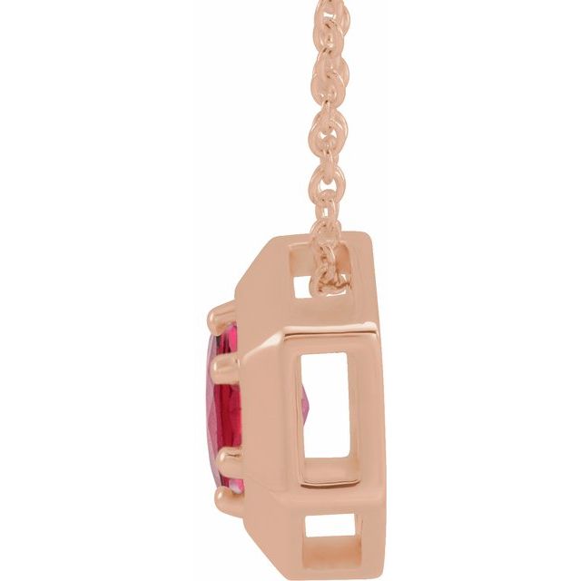 14K Rose Lab-Grown Ruby Geometric 16-18" Necklace