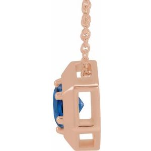 14K Rose Lab-Grown Blue Sapphire Geometric 16-18" Necklace