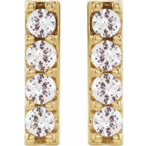 14K Yellow 1/2 CTW Lab-Grown Diamond Bar Earrings