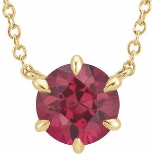 14K Yellow Lab-Grown Ruby Solitaire 18" Necklace