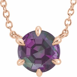 14K Rose Lab-Grown Alexandrite Solitaire 16" Necklace