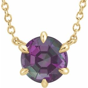 14K Yellow Lab-Grown Alexandrite Solitaire 18" Necklace