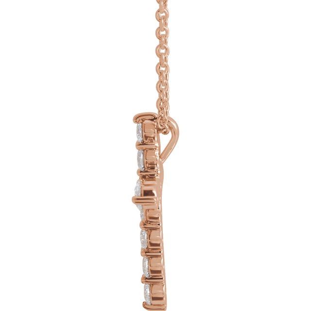 14K Rose 3/8 CTW Lab-Grown Diamond Cross 16-18" Necklace