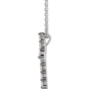 14K White 3/8 CTW Lab-Grown Diamond Cross 16-18" Necklace