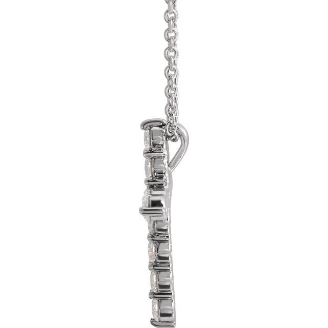 14K White 3/8 CTW Lab-Grown Diamond Cross 16-18" Necklace