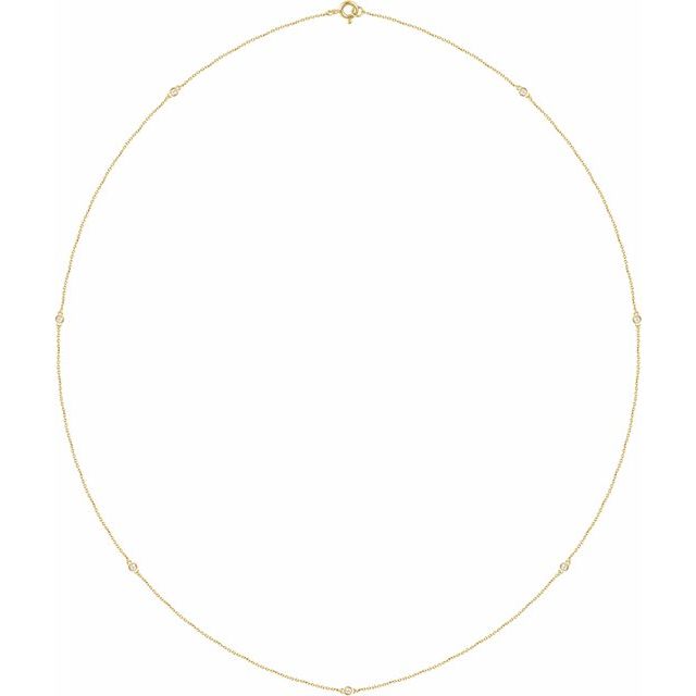 14K Yellow 1/4 CTW Lab-Grown Diamond 7-Station 24" Necklace