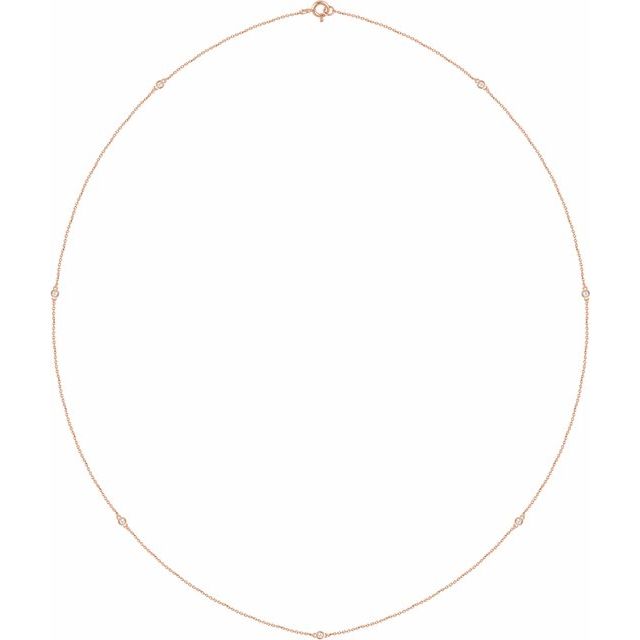 14K Rose 1/4 CTW Lab-Grown Diamond 7-Station 24" Necklace
