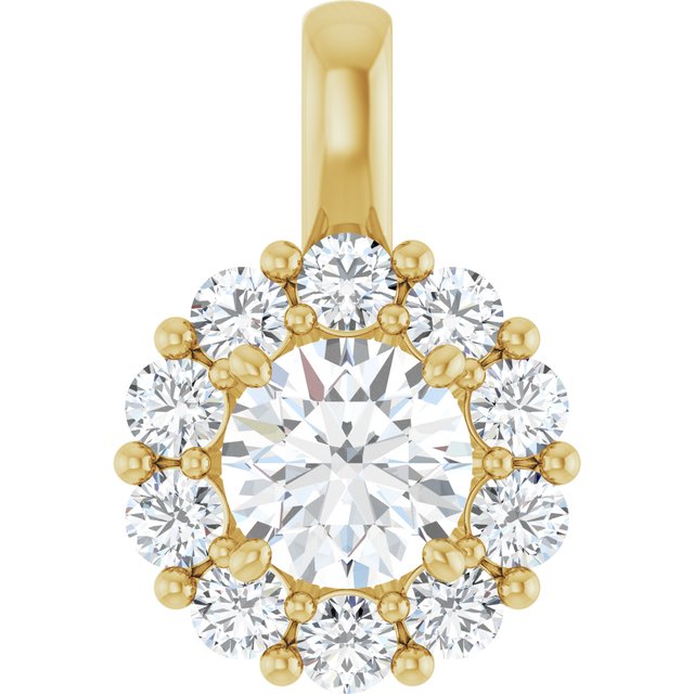 14K Yellow 1 CTW Lab-Grown Diamond Halo-Style Pendant