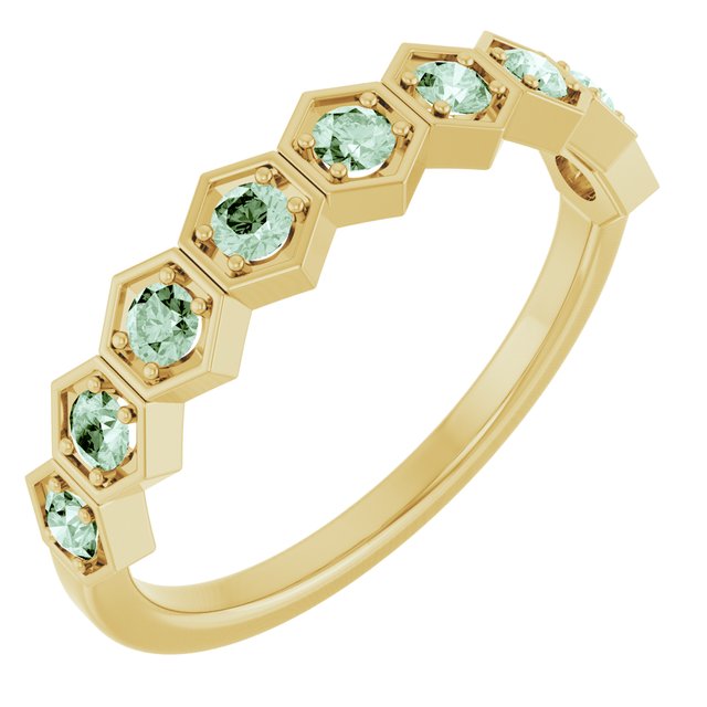 14K Yellow Lab-Grown Alexandrite Stackable Ring