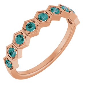 14K Rose Lab-Grown Alexandrite Stackable Ring