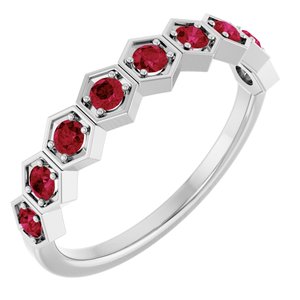 Sterling Silver Lab-Grown Ruby Stackable Ring