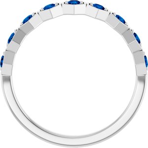 14K White Lab-Grown Blue Sapphire Stackable Ring