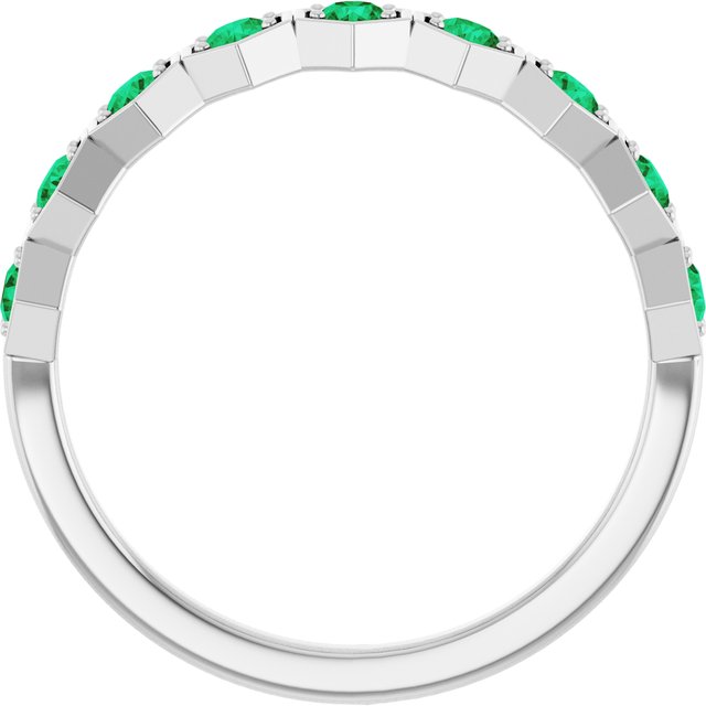 14K White Lab-Grown Emerald Stackable Ring