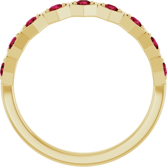 14K Yellow Lab-Grown Ruby Stackable Ring