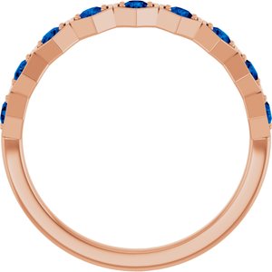 14K Rose Lab-Grown Blue Sapphire Stackable Ring
