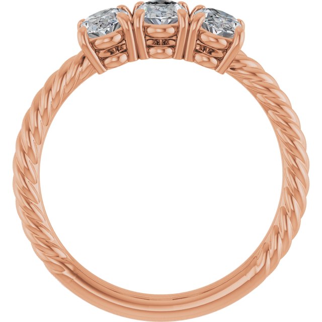 14K Rose 3 CTW Lab-Grown Diamond Three-Stone Ring