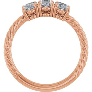 14K Rose 3 CTW Lab-Grown Diamond Three-Stone Ring