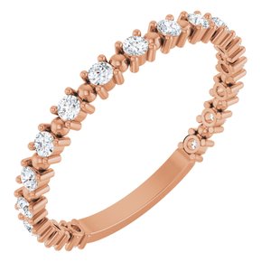 14K Rose 1/3 CTW Lab-Grown Diamond Bead Anniversary Band