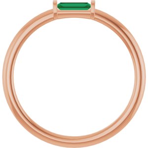 14K Rose Lab-Grown Emerald Stackable Ring