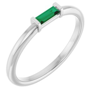 14K White Lab-Grown Emerald Stackable Ring