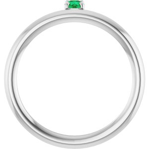 14K White Lab-Grown Emerald Stackable Ring