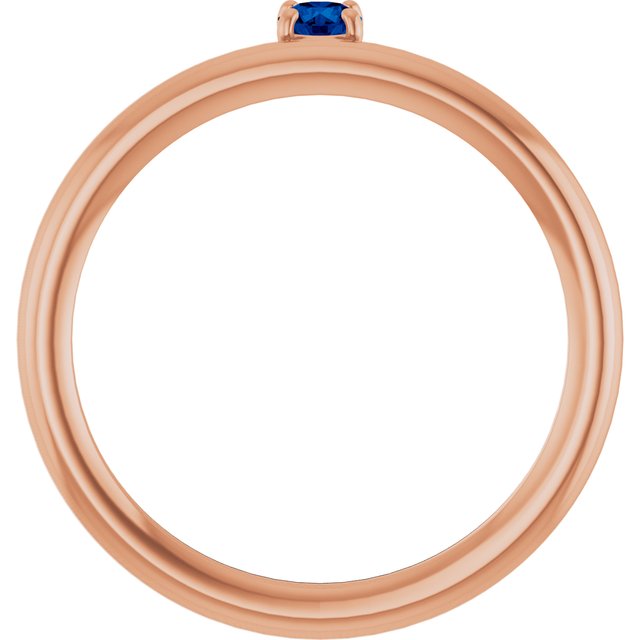 14K Rose Lab-Grown Blue Sapphire Stackable Ring