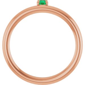14K Rose Lab-Grown Emerald Stackable Ring
