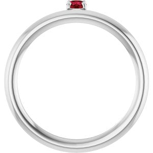 14K White Lab-Grown Ruby Stackable Ring