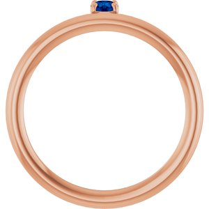 14K Rose Lab-Grown Blue Sapphire Stackable Ring