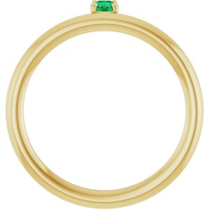 14K Yellow Lab-Grown Emerald Stackable Ring