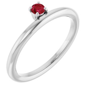 14K White Lab-Grown Ruby Stackable Ring