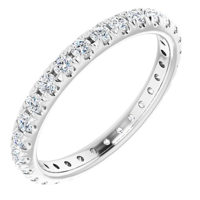 14K White 7/8 CTW Lab-Grown Diamond  French-Set Eternity Band