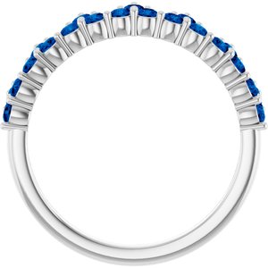 14K White Lab-Grown Blue Sapphire Crown Ring