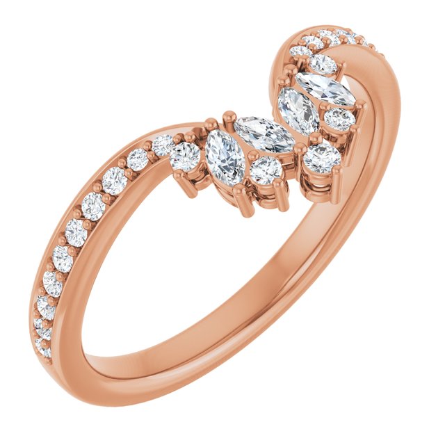 14K Rose 1/3 CTW Lab-Grown Diamond Contour Band