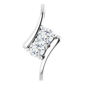 14K White 1/2 CTW Lab-Grown Diamond Two-Stone Pendant