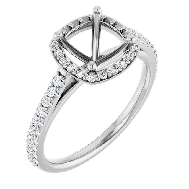 Platinum 7x7 mm Cushion 1/4 CTW Lab-Grown Diamond Semi-Set Engagement Ring