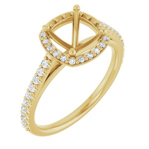 14K Yellow 7x7 mm Cushion 1/4 CTW Lab-Grown Diamond Semi-Set Engagement Ring