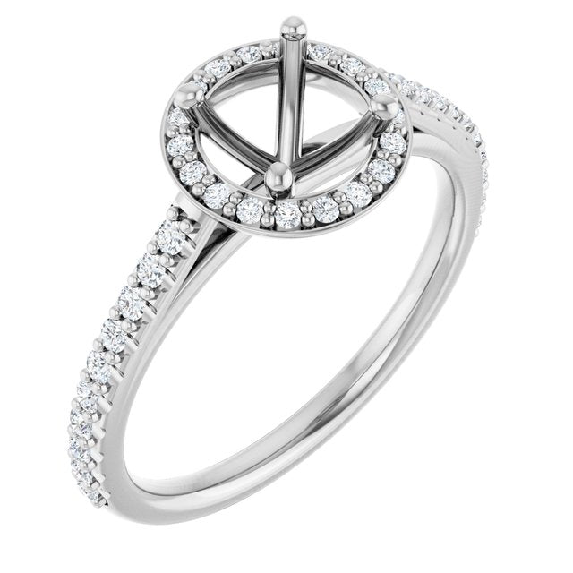 14K White 6.5 mm Round 1/4 CTW Lab-Grown Diamond Semi-Set Engagement Ring