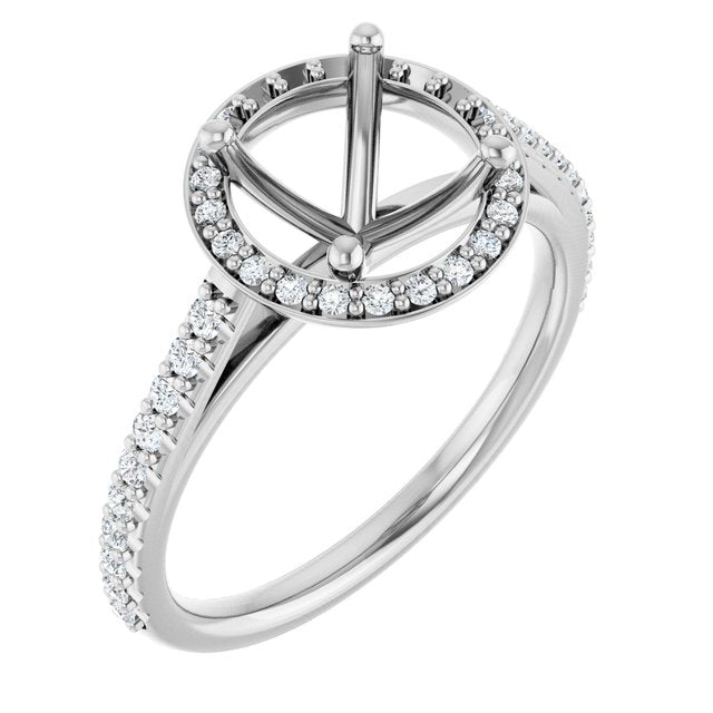 14K White 8 mm Round 1/4 CTW Lab-Grown Diamond Semi-Set Engagement Ring