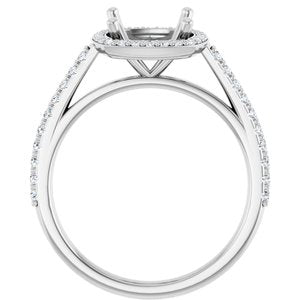 14K White 8x8 mm Cushion 1/4 CTW Lab-Grown Diamond Semi-Set Engagement Ring